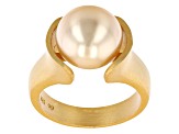 Golden Cultured South Sea Pearl 18k Yellow Gold Over Sterling Silver Ring