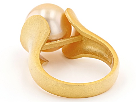 Golden Cultured South Sea Pearl 18k Yellow Gold Over Sterling