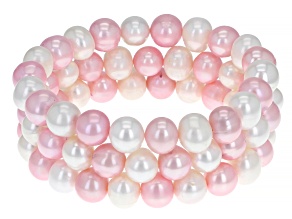 Multi-Color Cultured Freshwater Pearl Stretch Bracelet Set of 3