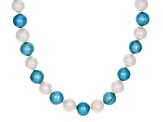 Multi-Color Cultured Freshwater Pearl Rhodium Over Sterling Silver 18 Inch Strand Necklace