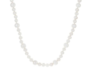 White Cultured Freshwater Pearl Rhodium Over Sterling Silver 38 Inch Strand Necklace