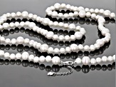 White Cultured Freshwater Pearl Rhodium Over Sterling Silver 38 Inch Strand Necklace