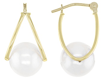 Picture of White Cultured Freshwater Pearl 14k Yellow Gold Earrings