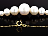 White Cultured Freshwater Pearl 14k Yellow Gold 18 Inch Graduated Necklace