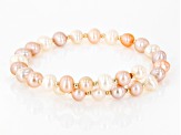 Multi-Color Cultured Freshwater Pearl 14k Yellow Gold Wrap Bracelet