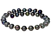 Black Cultured Freshwater Pearl 14k Yellow Gold Wrap Bracelet