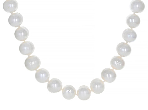 White Cultured Freshwater Pearl Rhodium Over Sterling Silver 24 Inch ...