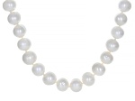 White Cultured Freshwater Pearl Rhodium Over Sterling Silver 24 Inch Strand Necklace