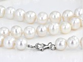 White Cultured Freshwater Pearl Rhodium Over Sterling Silver 24 Inch Strand Necklace