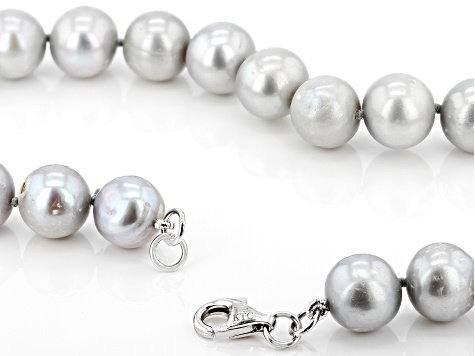 Platinum Cultured Freshwater Pearl Rhodium Over Sterling Silver 24 Inch Strand Necklace