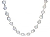 Multi-Color Japanese Akoya Pearl Rhodium Over Sterling Silver 36 Inch Graduated Necklace