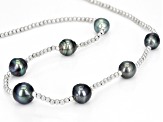 Cultured Tahitian Pearl Rhodium Over Sterling Silver 18 Inch Necklace