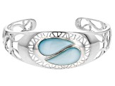 Blue South Sea Mother-Of-Pearl Rhodium Over Sterling Silver Cuff Bracelet