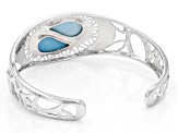 Blue South Sea Mother-Of-Pearl Rhodium Over Sterling Silver Cuff Bracelet