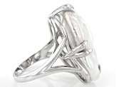 White Cultured Freshwater Pearl Rhodium Over Sterling Silver Ring