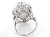 White Cultured Freshwater Pearl Rhodium Over Sterling Silver Ring