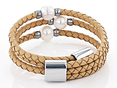 CD Icon Braided Leather Bracelet