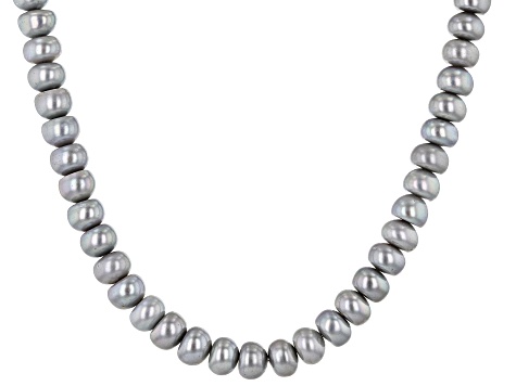 Platinum Cultured Freshwater Pearl Rhodium Over Sterling Silver 18 Inch Strand Necklace.