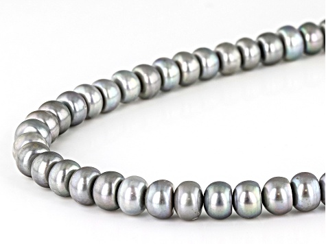 Platinum Cultured Freshwater Pearl Rhodium Over Sterling Silver 18 Inch Strand Necklace.