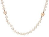 Peach & White Cultured Freshwater Pearl Rhodium Over Sterling Silver 32 Inch Necklace
