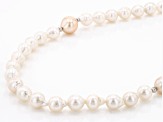 Peach & White Cultured Freshwater Pearl Rhodium Over Sterling Silver 32 Inch Necklace