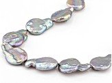 Platinum Cultured Freshwater Coin Pearl Rhodium Over Sterling Silver 20 Inch Necklace