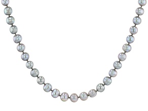 Platinum Cultured Freshwater Pearl Rhodium Over Silver 18 Inch Strand Necklace