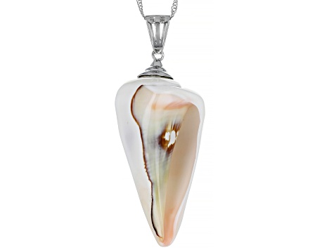 Turban Shell Pendant Rhodium Over Sterling Silver With 18 Inch Chain