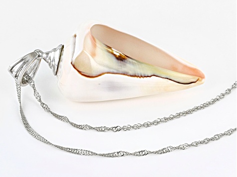 Turban Shell Pendant Rhodium Over Sterling Silver With 18 Inch Chain