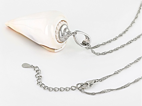 Turban Shell Pendant Rhodium Over Sterling Silver With 18 Inch Chain