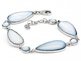 Blue South Sea Mother-Of-Pearl Rhodium Over Sterling Silver 7 Inch Bracelet