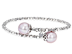 Cultured Kasumiga Pearl Rhodium Over Sterling Silver Bracelet