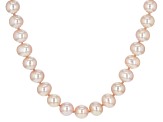 Pink Cultured Freshwater Pearl Rhodium Over Sterling Silver 18 Inch Strand Necklace