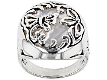Picture of White Mother-Of-Pearl Sterling Silver Ring