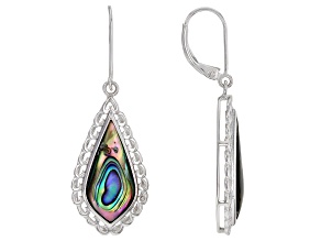 Abalone Shell Rhodium Over Sterling Silver Earrings