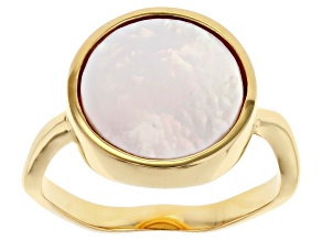 White Mother-Of-Pearl 18k Yellow Gold Over Sterling Silver Ring