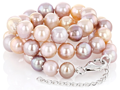 Multi-Color Cultured Freshwater Pearl Rhodium Over Sterling Silver 18 Inch Strand Necklace