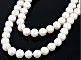 White Cultured Freshwater Pearl Rhodium Over Sterling Silver 24 Inch Strand Necklace