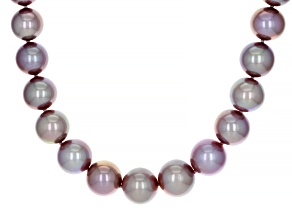 Wine Color Cultured Kasumiga Pearl Rhodium Over 14k White Gold 18 Inch Strand Necklace