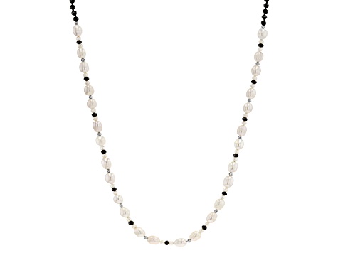 Black and White Freshwater Pearl Knot Necklace — Mila M Collections