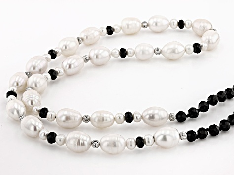 Black and White Freshwater Pearl Knot Necklace — Mila M Collections