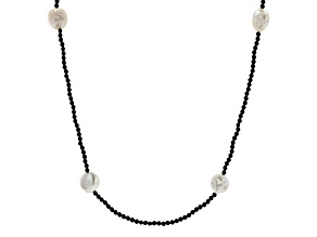 White Cultured Freshwater Pearl & Black Spinel 36 Inch Endless Necklace