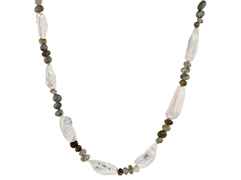 Freshwater pearl and 2024 labradorite necklace