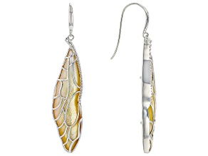 Golden South Sea Mother-Of-Pearl Rhodium Over Sterling Silver Earrings