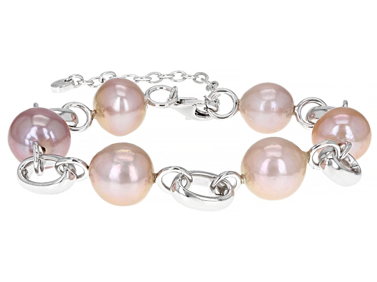 Multi-Color Cultured Kasumiga Pearl Rhodium Over Sterling Silver
