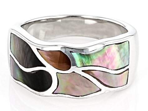 Tahitian Mother-Of-Pearl Rhodium Over Sterling Silver Ring