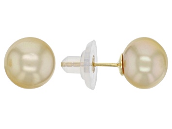 Picture of Golden Cultured South Sea Pearl 18k Yellow Gold Over Sterling Silver Stud Earrings