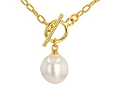 White Cultured Freshwater Pearl 18k Yellow Gold Over Sterling Silver 18 Inch Necklace