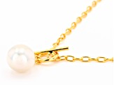 White Cultured Freshwater Pearl 18k Yellow Gold Over Sterling Silver 18 Inch Necklace