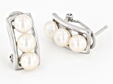 White Cultured Freshwater Pearl Rhodium Over Sterling Silver Earrings